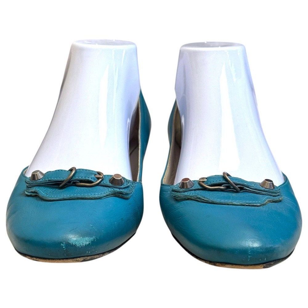 Vintage Y2K Balenciaga Turquoise Leather Buckle Pumps Retro Luxury EU 40 US 10 - Picture 5 of 13
